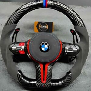 BMW Steering Wheel, Carbon Fibre with Flat Bottom, Alcantara Side Grip