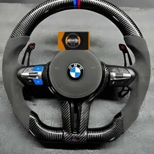BMW Steering Wheel, Carbon Fibre with Flat Bottom, Alcantara Side Grip