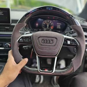 AUDI LED Steering Wheel | Carbon Fibre Flat Bottom | Genuine Alcantara | Full Set with Airbag
