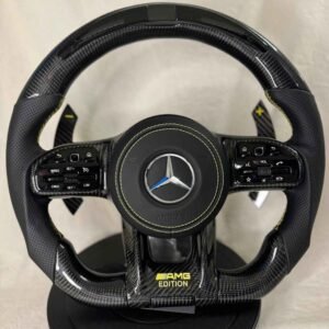 Mercedes Benz LED Steering Wheel | Carbon Fibre Flat Bottom | With Buttons and Airbag