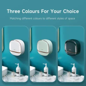Dark Green | Self-Adhesive Wall-Mounted Luxury Soap Holder with Lid and Drainage Tray