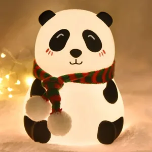 Panda LED Night Lamp | YH-608 Model | Soft Silicone Rechargeable Night Light | 7-Color Touch Control | Kids Bedroom, Nursery & Gift Decor