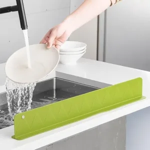 Large Size Silicone Sink Splash Guard Set |  Non-Slip Water Barrier with Strong Suction Cups for Kitchen & Bathroom Use